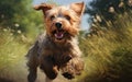 Terrier Dog Sprinting Through Grass. Generative AI Royalty Free Stock Photo