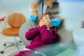 Scared Anxious Little Girl Feeling Afraid of the Dentist