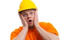 Terrified construction worker Royalty Free Stock Photo