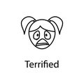 terrified girl face icon. Element of emotions for mobile concept and web apps illustration. Thin line icon for website design and