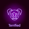 terrified girl face icon in neon style. Element of emotions for mobile concept and web apps illustration. Signs and symbols can be