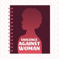 Terrified girl silhouette stop violence and aggression against woman concept