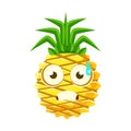 Terrified pineapple face. Cute cartoon emoji character vector Illustration Royalty Free Stock Photo