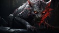 Terrifying Black Wolf With Red Eye: Unreal Engine Rendered Goblin Academia Art