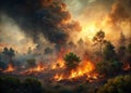 A Terrifying CloseUp of a Forest Fire Intense Flames Smoke and the Devastation of Natures Fury Royalty Free Stock Photo