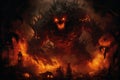 Terrifying Dark fire monster. Generate Ai