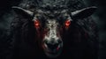 Terrifying Demonic Sheep: A Grinning Evil With Red Eyes Royalty Free Stock Photo