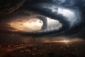 Terrifying Destructive tornado vortex. Generate Ai Royalty Free Stock Photo