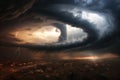 Terrifying Destructive tornado vortex. Generate Ai