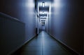 Terrifying night corridor in perspective Royalty Free Stock Photo