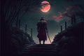 terrifying ronin stands in the forest at night Royalty Free Stock Photo