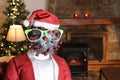 Terrifying Santa clause with spooky virus face