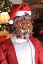 Terrifying Santa clause with spooky virus face