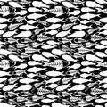 Terrifying seamless pattern of fish skeletons Royalty Free Stock Photo