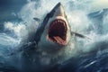 Terrifying Shark sea attack. Generate Ai