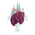 Wounded and furious grizzly bear cartoon vector