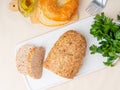 Terrine, meat loaf. Baked Turkey ground meat. Traditional French Royalty Free Stock Photo