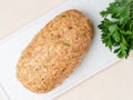 Terrine, meat loaf. Baked Turkey ground meat. Traditional French Royalty Free Stock Photo