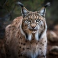 Territorial Iberian lynx forest animal. Generate Ai Royalty Free Stock Photo