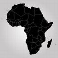 Territory of Africa with separate countries. Gray background. Vector illustration