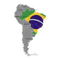 Territory of Brazil on South America continent. White background. Vector illustration