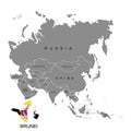 Territory of Brunei on Asia continent. Flag of Brunei. Vector illustration