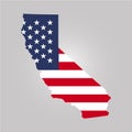Territory of California with USA flag on the grey background