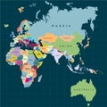 Territory of continents - Africa Europe Asia Eurasia Australia. Dark background. Vector illustration Royalty Free Stock Photo