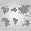 Territory of continents - USA North America South America, Africa, Europe, Asia, Eurasia, Australia. Gray background. Vector Royalty Free Stock Photo