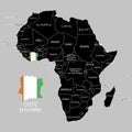 Territory of Cote dIvoire on Africa continent. Vector illustration Royalty Free Stock Photo