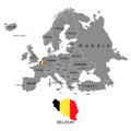 Territory of Europe continent. Belgium. Separate countries with flags. List of countries in Europe. White background. Vector illus