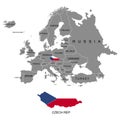 Territory of Europe continent. The Czech Republic. Separate countries with flags. List of countries in Europe. White background. V