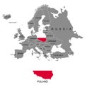 Territory of Europe continent. Poland. Separate countries with flags. List of countries in Europe. White background. Vector illust