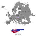 Territory of Europe continent. Slovakia. Separate countries with flags. List of countries in Europe. White background. Vector illu
