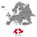 Territory of Europe continent. Switzerland. Separate countries with flags. List of countries in Europe. White background. Vector i