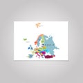 Territory of Europe. Gray background.Vector illustration