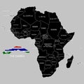 Territory of The Gambia on Africa continent. Vector illustration.