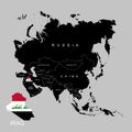 Territory of Iraq on Asia continent. Flag of Iraq. Vector illustration