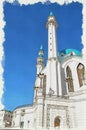 Imitation of a picture. Oil paint. Illustration. Mosque of QolÃÅ¸arif. Kazan