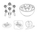 Territory on the map, brussels sprouts and other symbols of the country.Belgium set collection icons in outline style