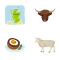 Territory on the map, bull`s head, cow, eggs. Scotland country set collection icons in cartoon style vector symbol stock Royalty Free Stock Photo