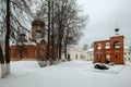 On the territory of the monastery on a winter day