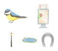 Territory plan, bird, lake, lighting pole. Park set collection icons in cartoon style vector symbol stock illustration