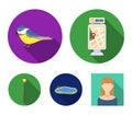 Territory plan, bird, lake, lighting pole. Park set collection icons in flat style vector symbol stock illustration web.