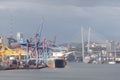 Territory of port Vladivostok with piers and the ships Royalty Free Stock Photo