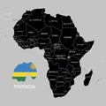 Territory of Rwanda on Africa continent. Vector illustration