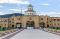 Territory of Tbilisi Holy Trinity Cathedral Tsminda Sameba, panorama of the city