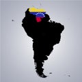 Territory of Venezuela on South America map on the grey background