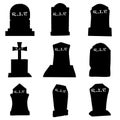 Graveyard tombstones silhouettes for halloween