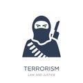 terrorism icon. Trendy flat vector terrorism icon on white background from law and justice collection Royalty Free Stock Photo
